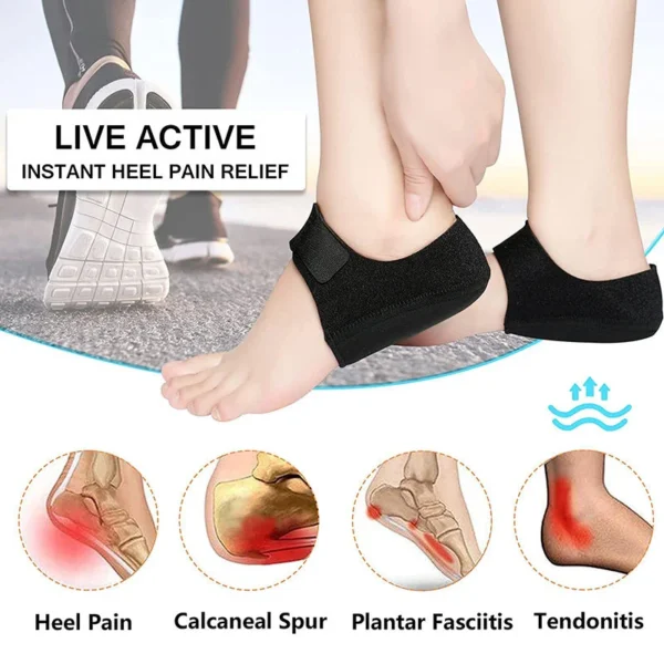 U-Shaped Silicone Gel Heel Cups for Heel Pain Relief (1 Pair)